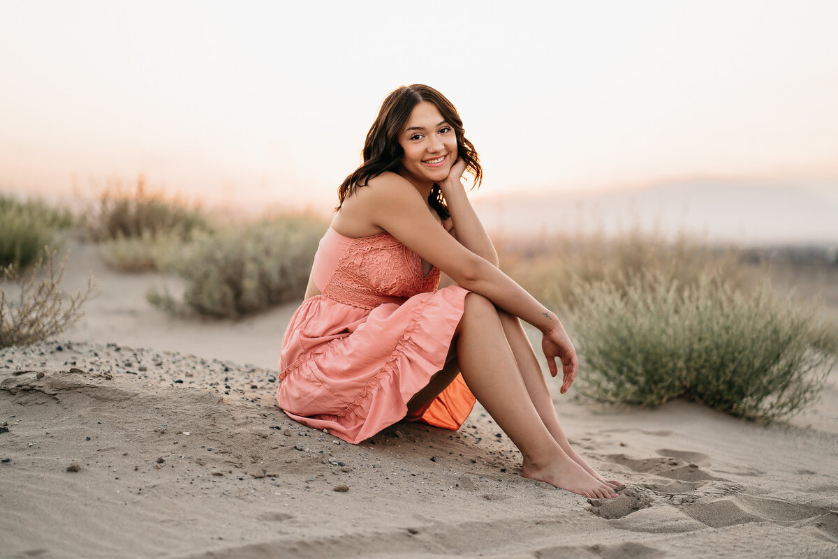 high school senior, toes in the sand