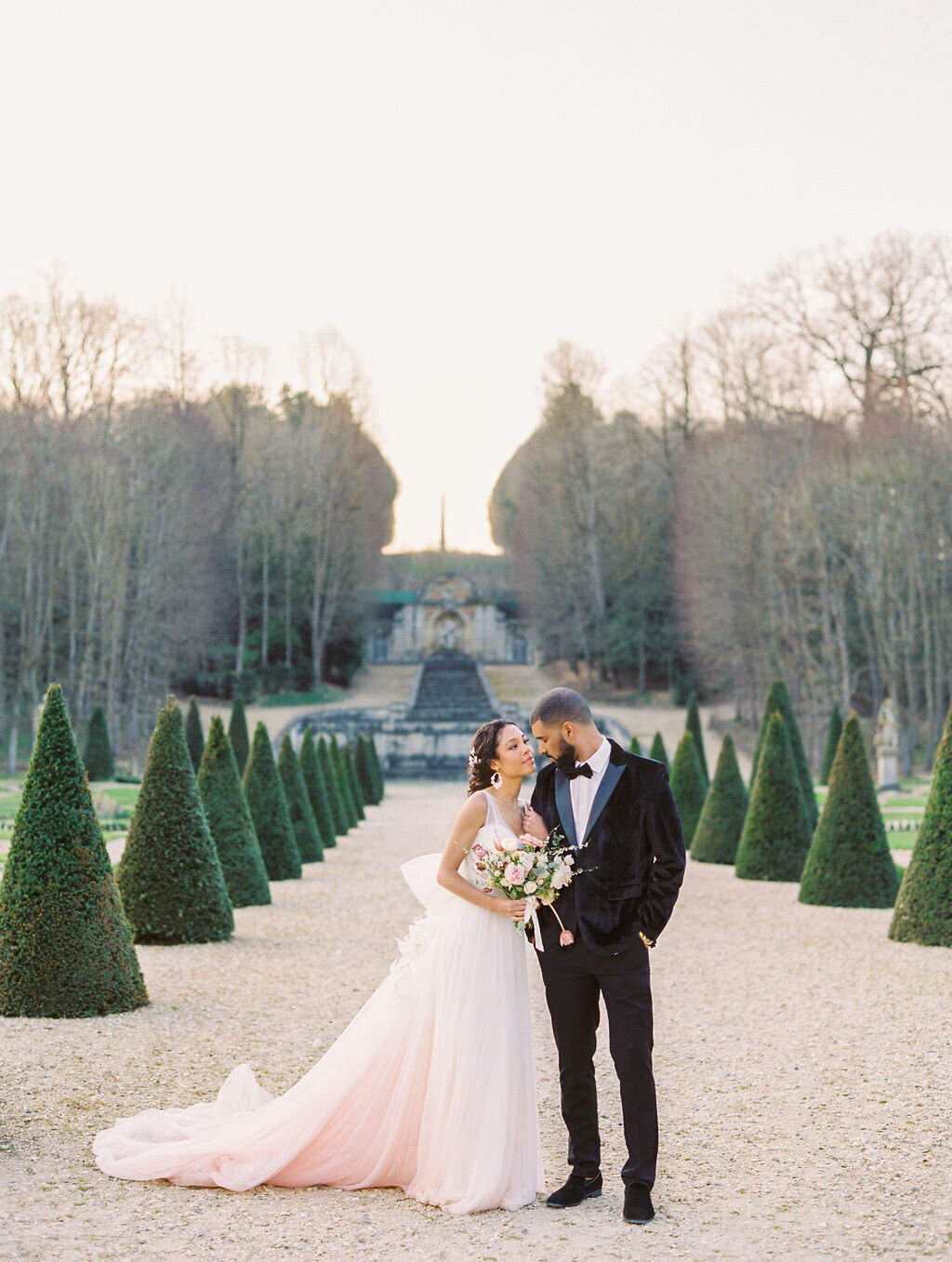 French chateau fairytale wedding in blush with a marchesa ombre bridal gown - Veronique Lorre luxury florist - Katie Trauffer Photography24