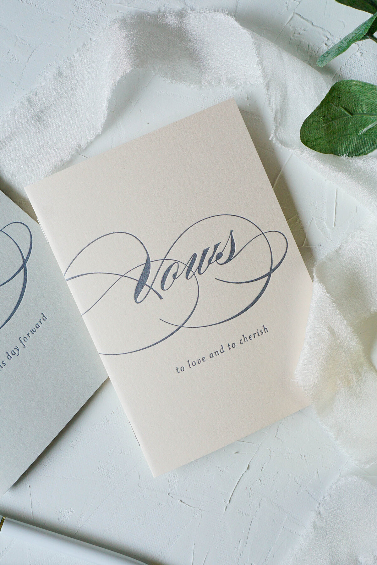 Sage Green and White Letterpress Vow Booklets — Michelle Renee