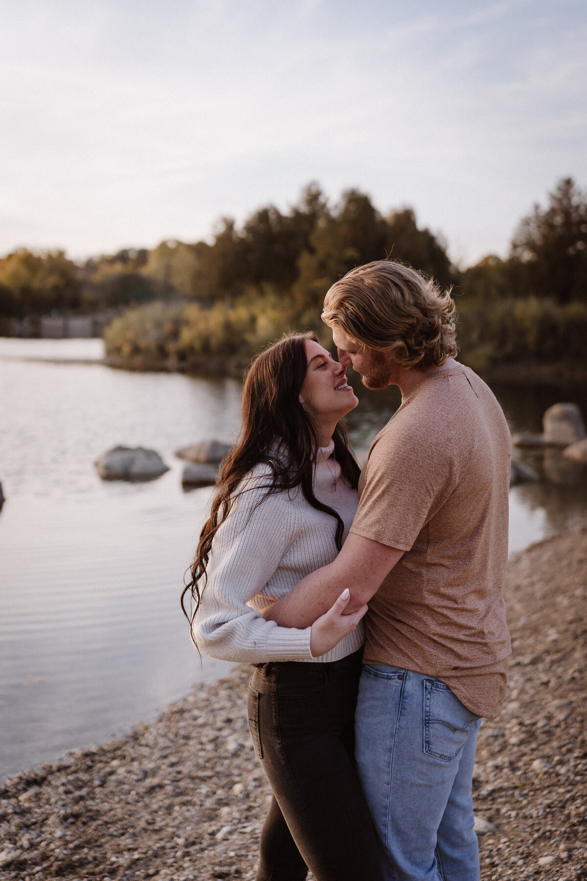 Couple embracing on the beach