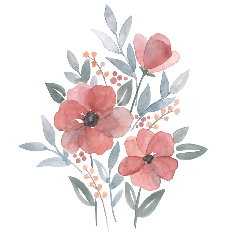 watercolor red poppy bouquet