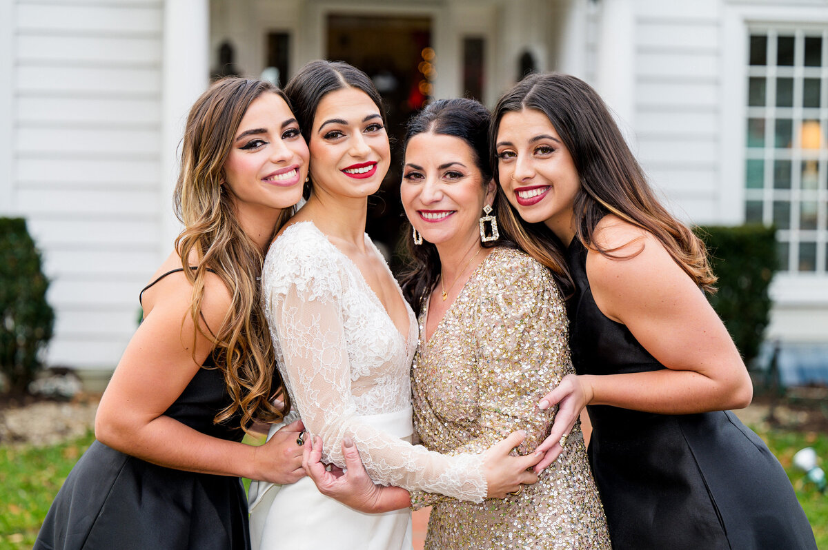 bride and sisters leaving for wedding day ceremony
