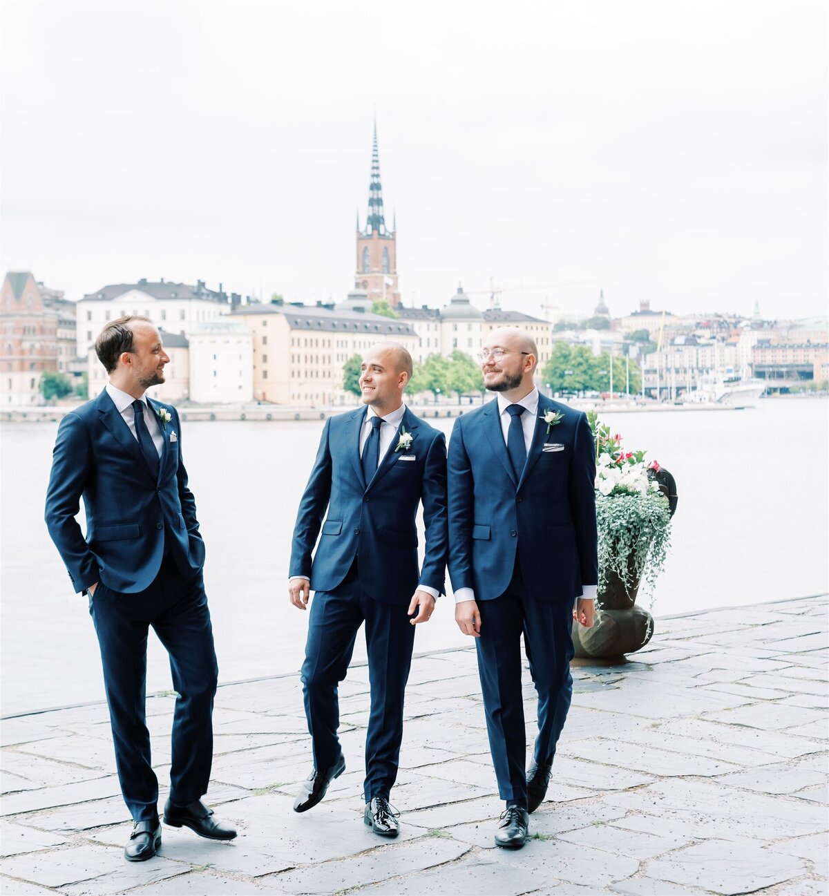 Destination Wedding Photographer in Stockholm helloalora Anna Lundgren wedding in Stockholm city hall groom and groomsmen