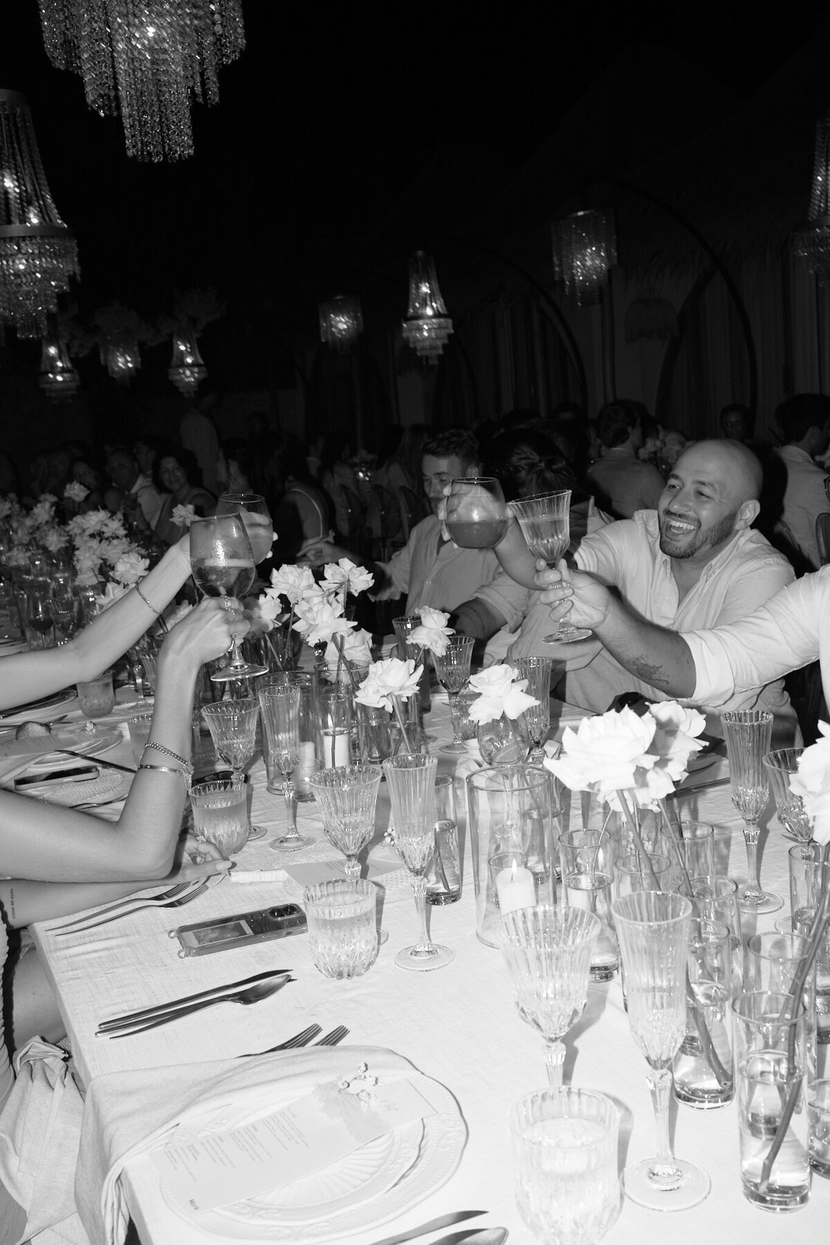 Guests toasting to each other with glasses