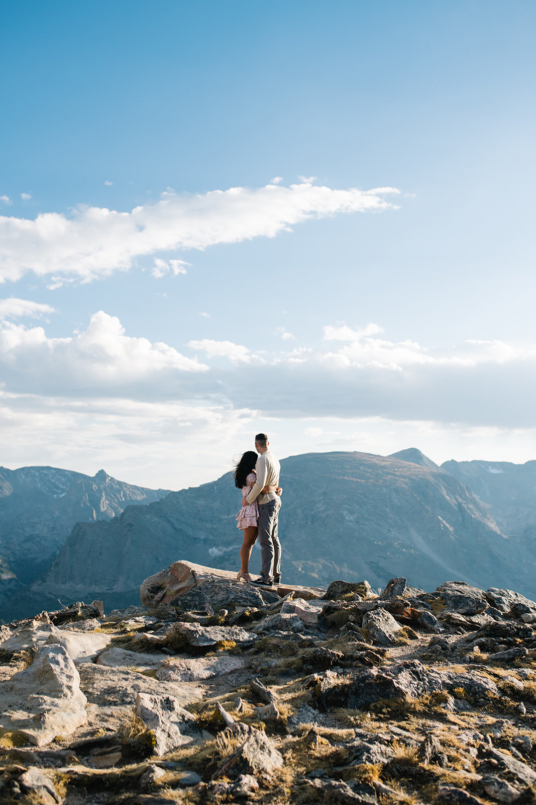 Denver engagement photographer capturing couple hiking in the mountains