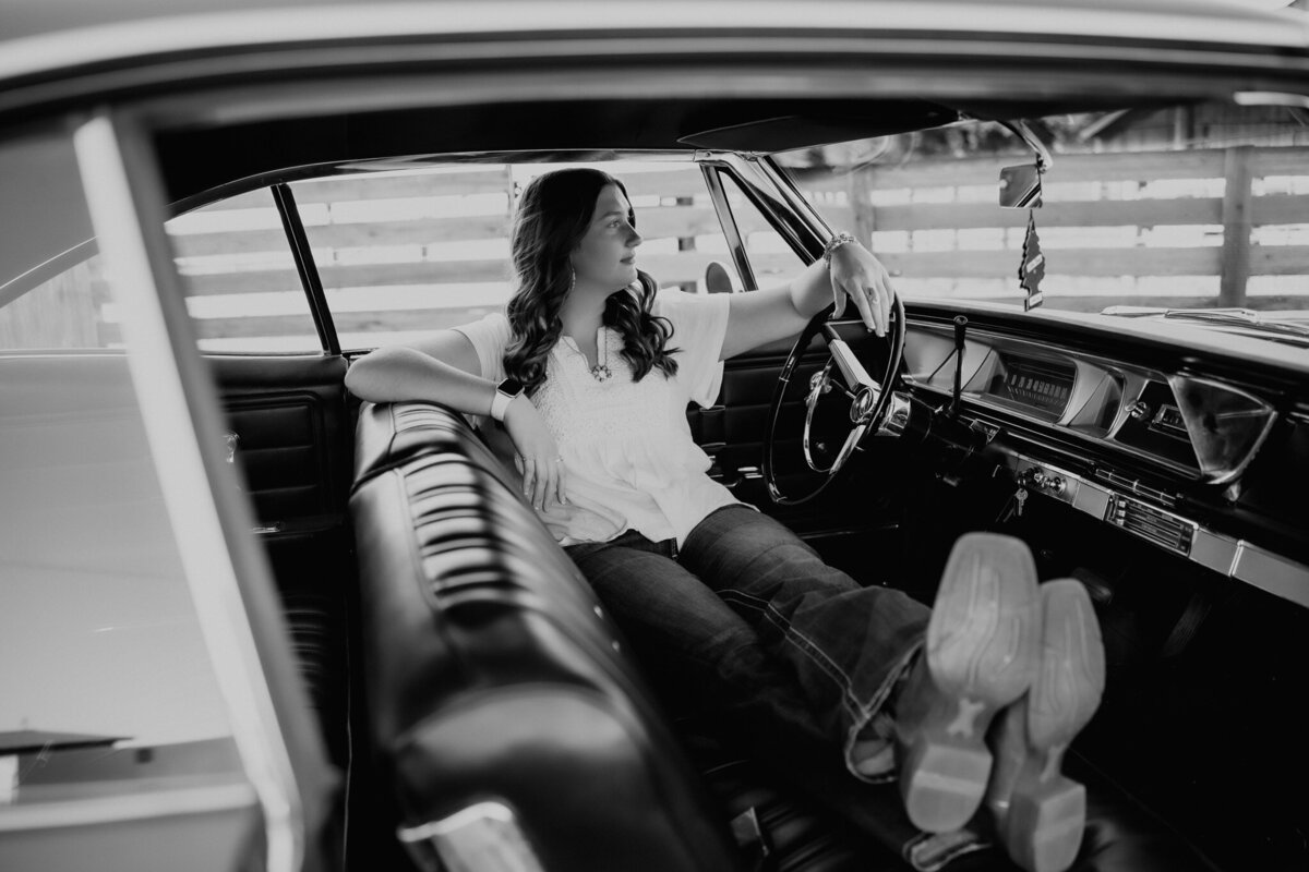 SENIOR IN HER DADS CAR