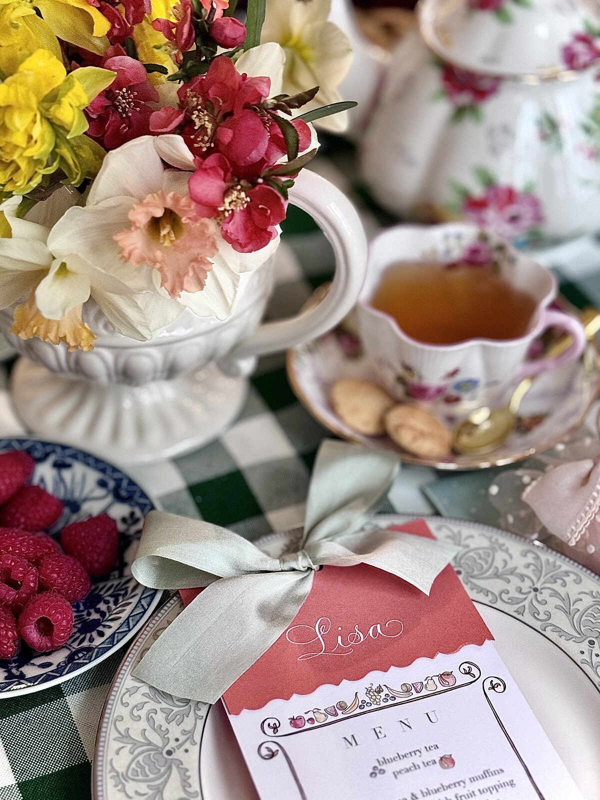 calligraphy menu place cards tea