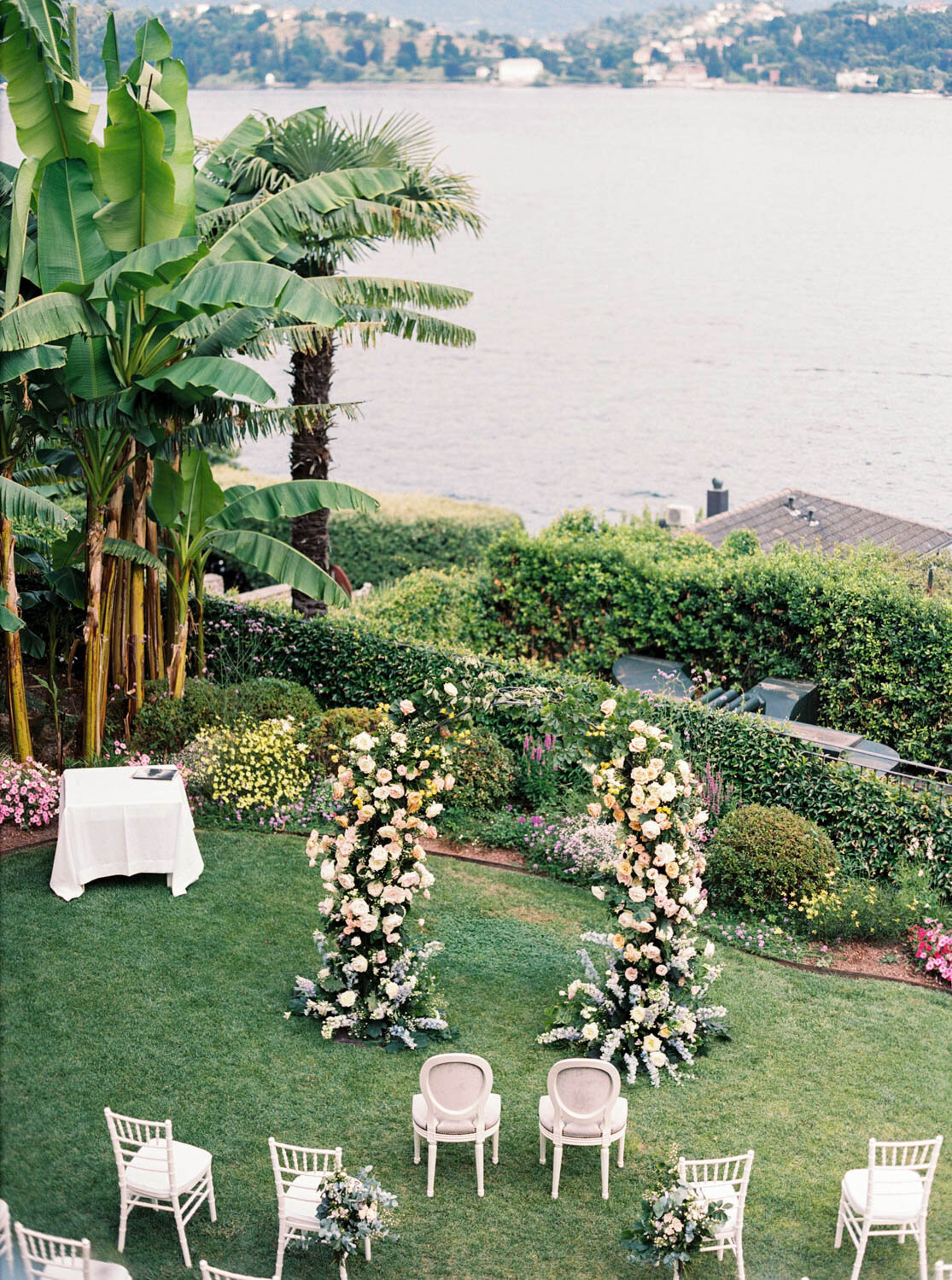 Wedding ceremony setting at Grand Hotel Tremezzo