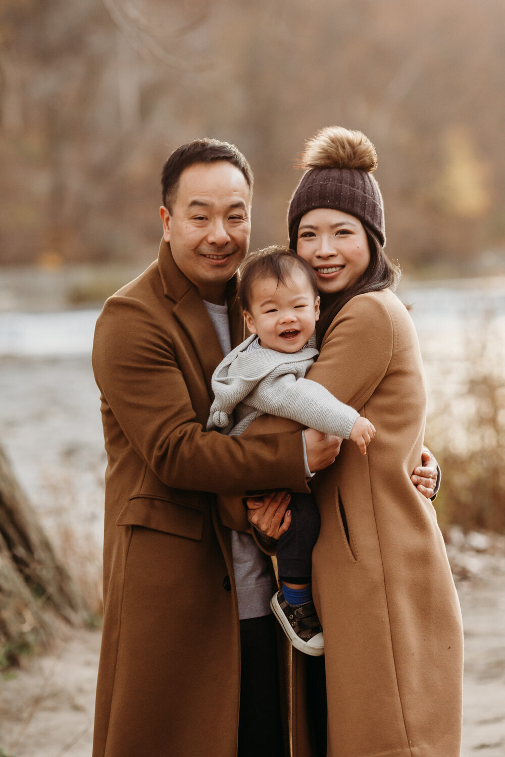 Family portrait in front of humber river in November