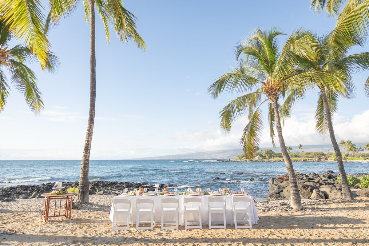 Big Island Wedding beach set up