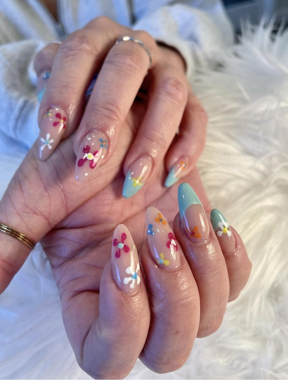 Signature nail services at Maven + Grace Salon in McMinnville, including gel manicures, acrylic sets, nail art, and pedicure treatments focused on durability and design.