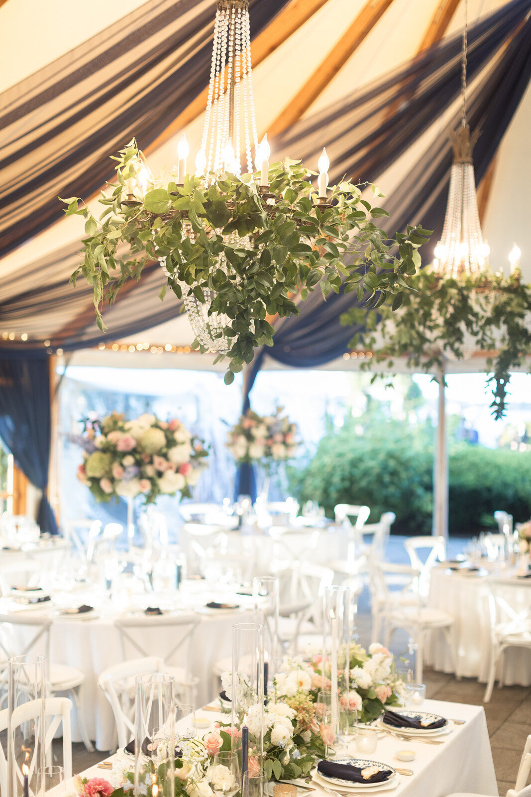 Kate-Murtaugh-Events-Castle-Hill-Inn-Newport-wedding-crystal-chandelier-greenery