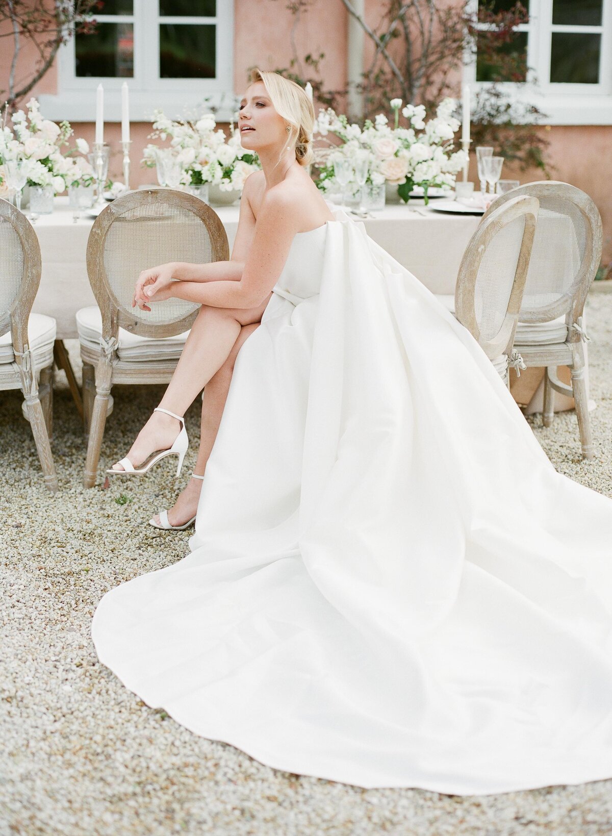 bride at wedding table