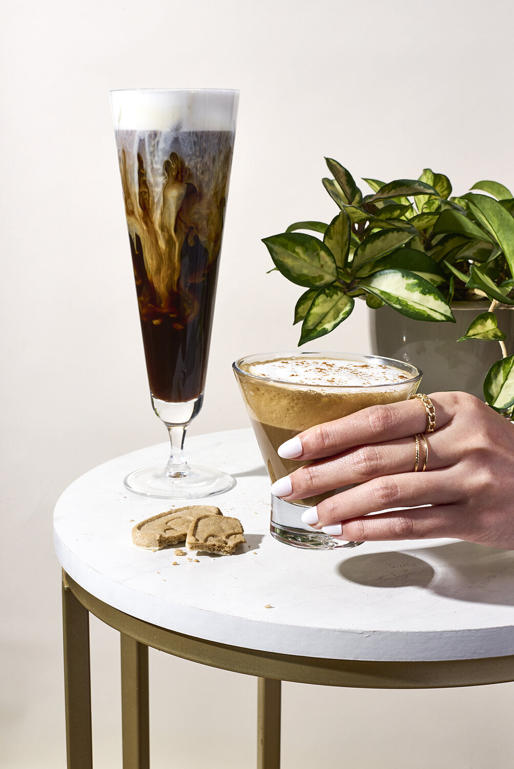 iced coffee drink with hand model still life