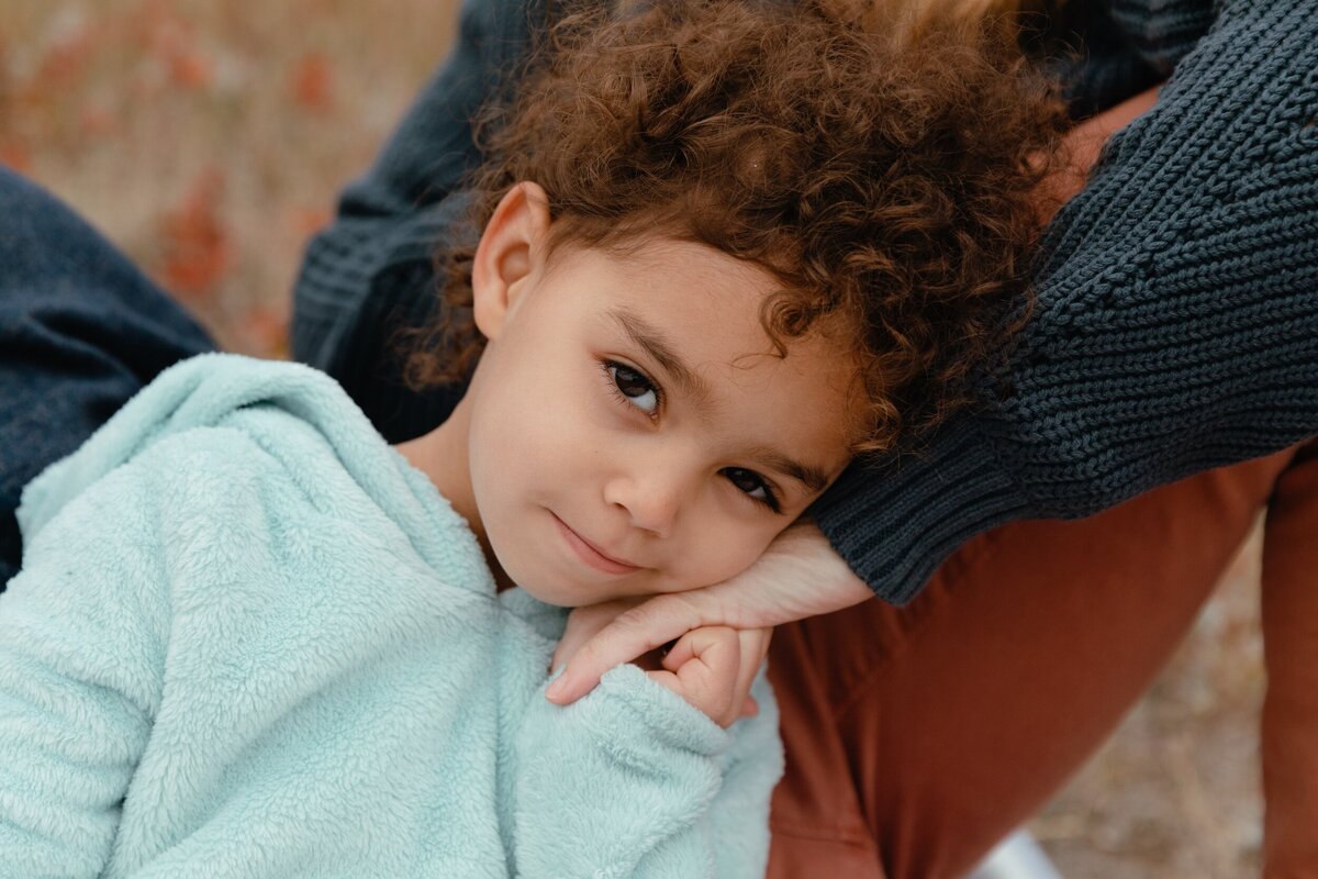 Closeup portrait of a child looking at the camera