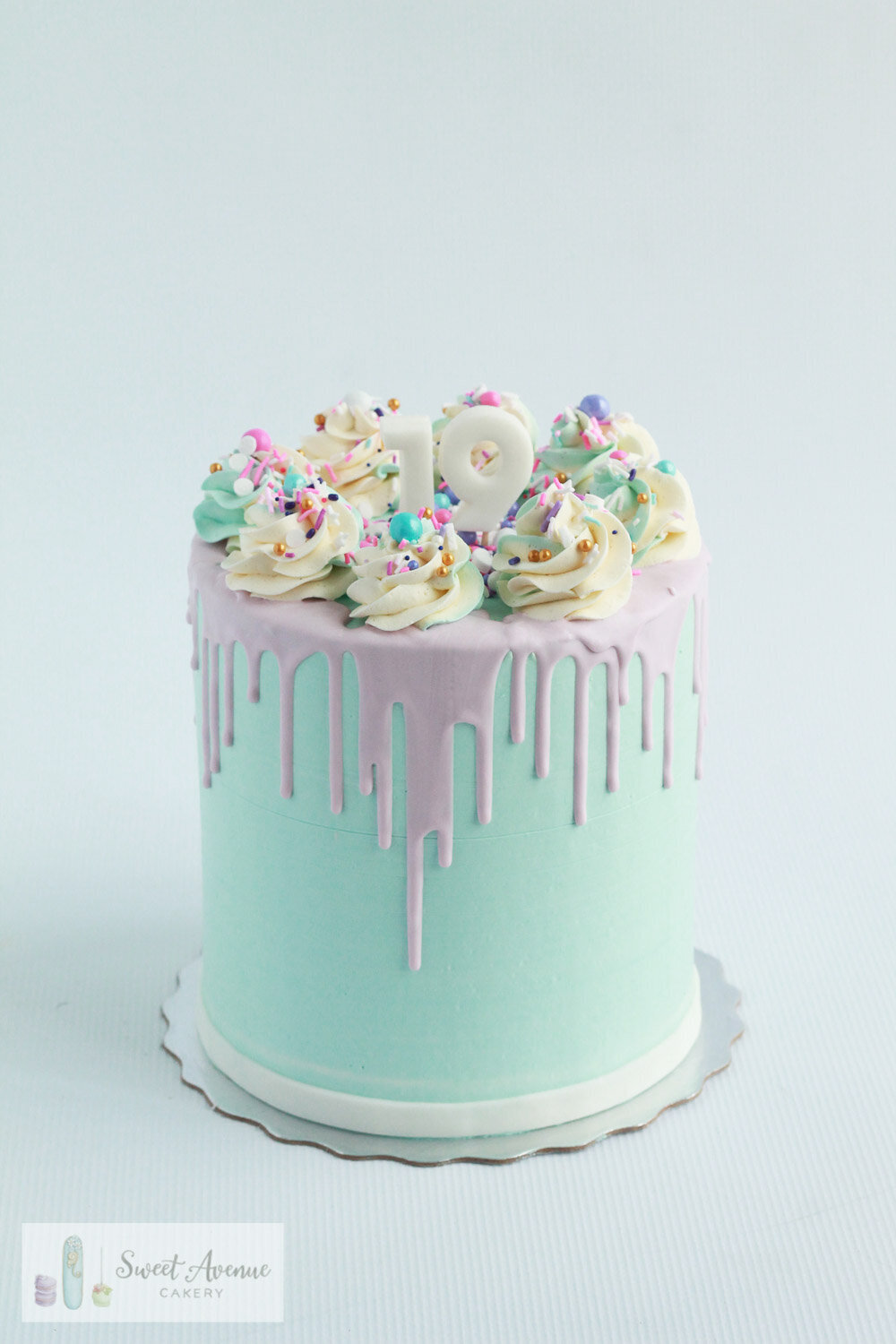 blue chocolate drip cake, Hamilton ON birthday cakes