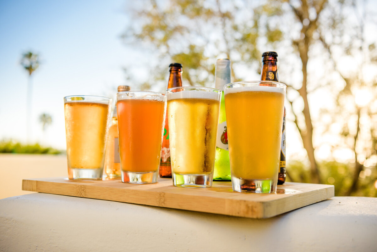 Selection of glasses of cold beer