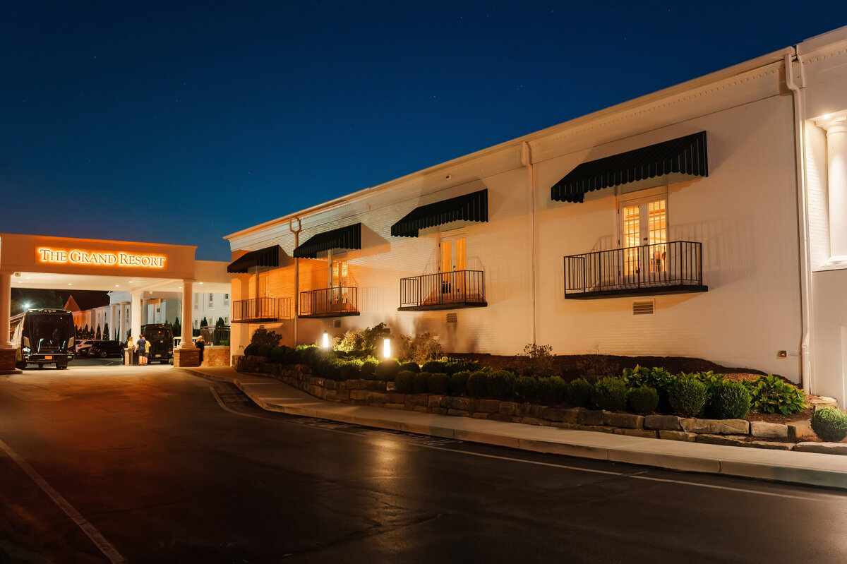 exterior night photo of The Grand Resort in warren ohio
