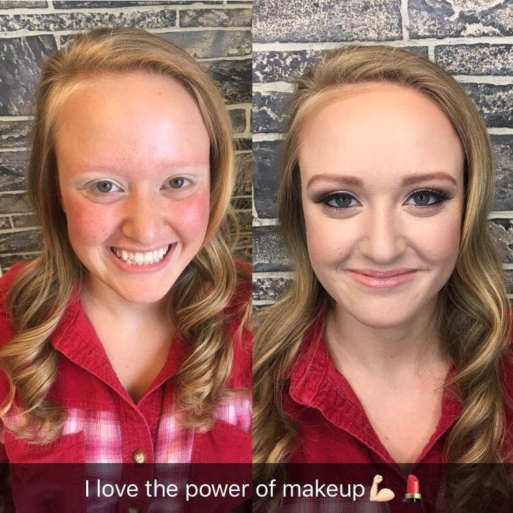 before and after professional hair and makeup for senior pictures with Rebecca Houlihan