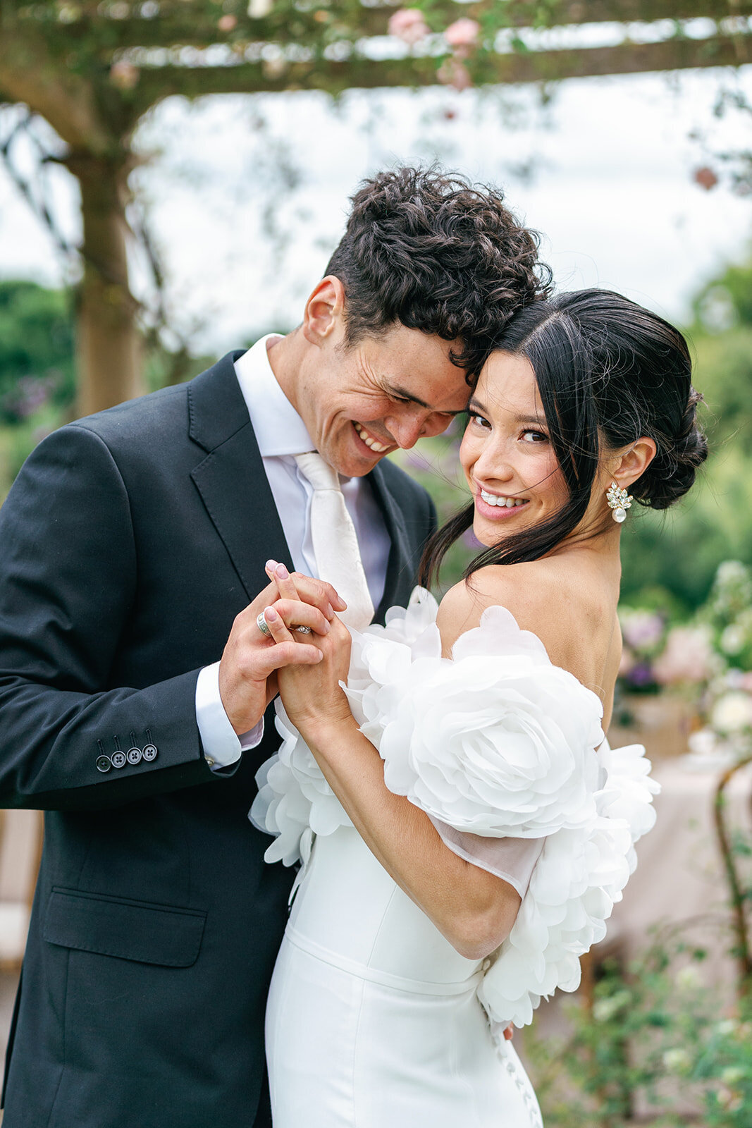 Floral applique reception gown