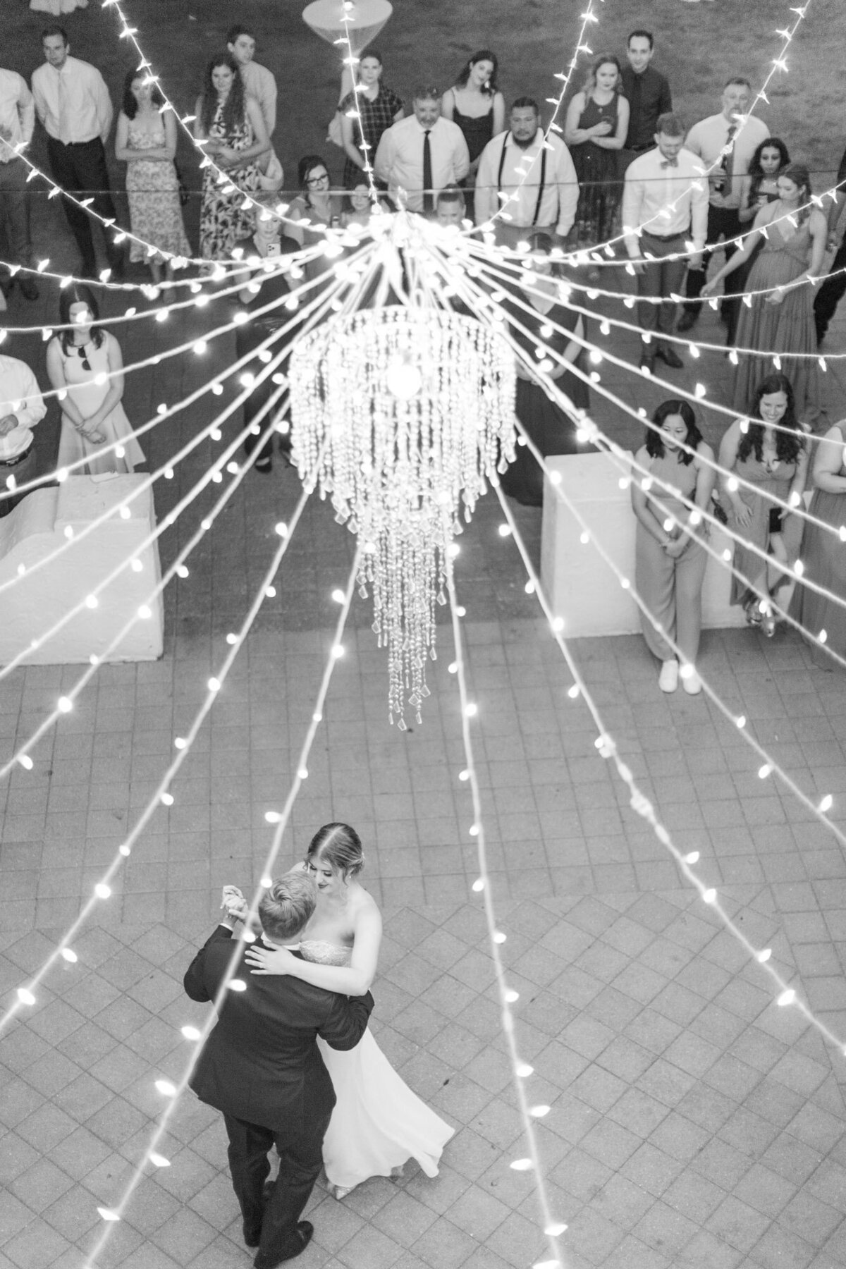 bride and groom dancing at wedding reception