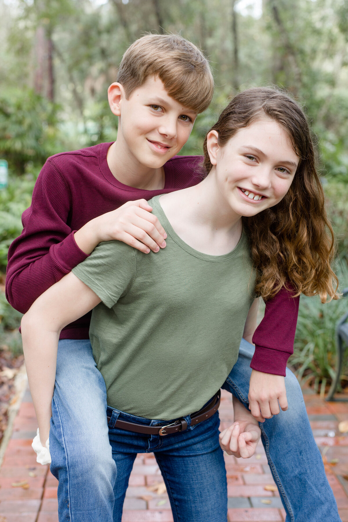 family portrait of brother and sisterby Lucas Mason Photography in Orlando, Windermere, Winder Garden area