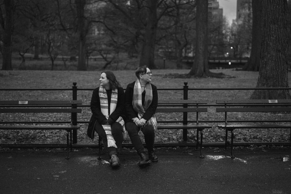 Before they exchanged vows in Central Park, NY we sat on benches for this iconic shot.