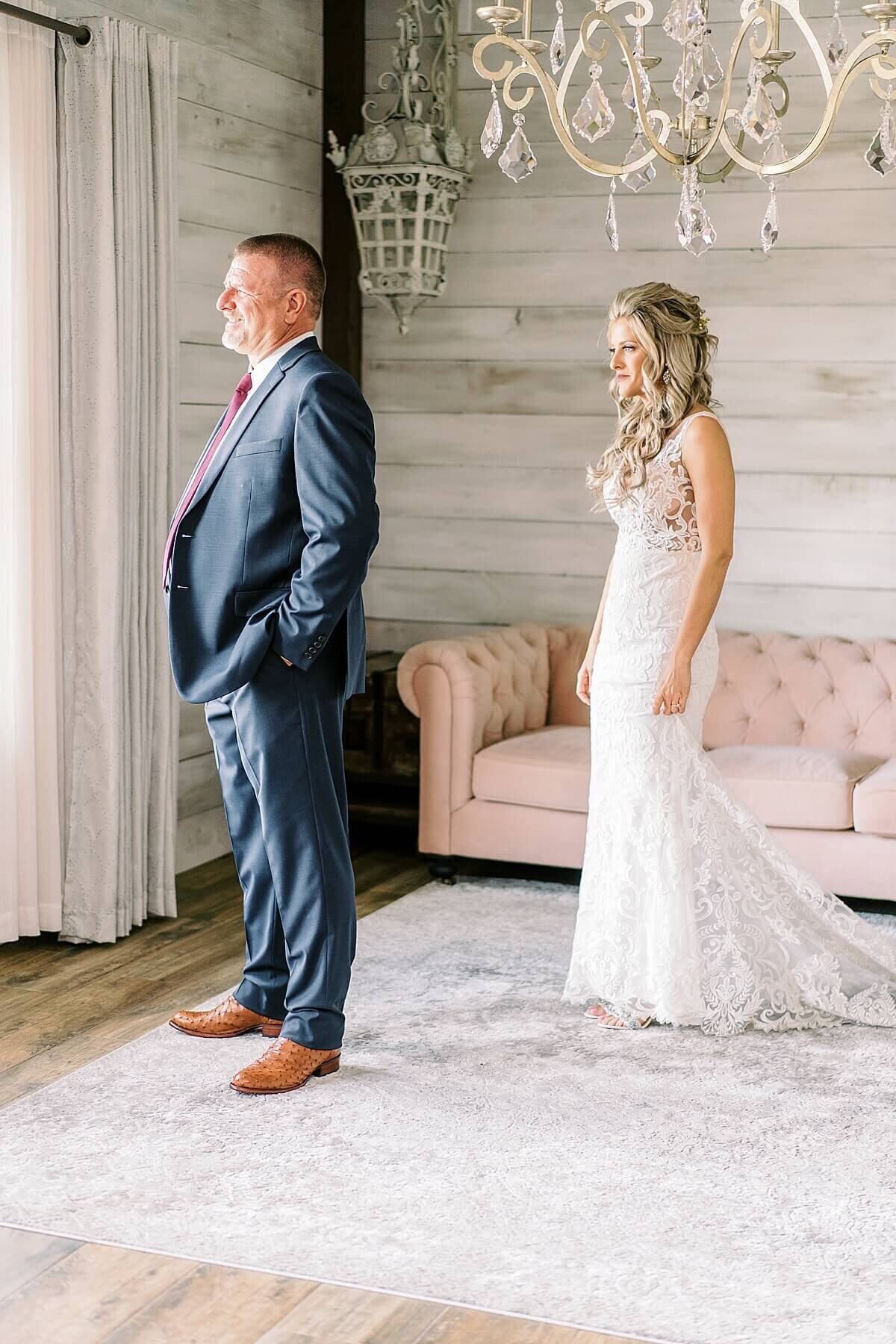Father Daughter First Look at the Weinberg at Wixon Valley in Bryan, Texas photographed by Alicia Yarrish Photography