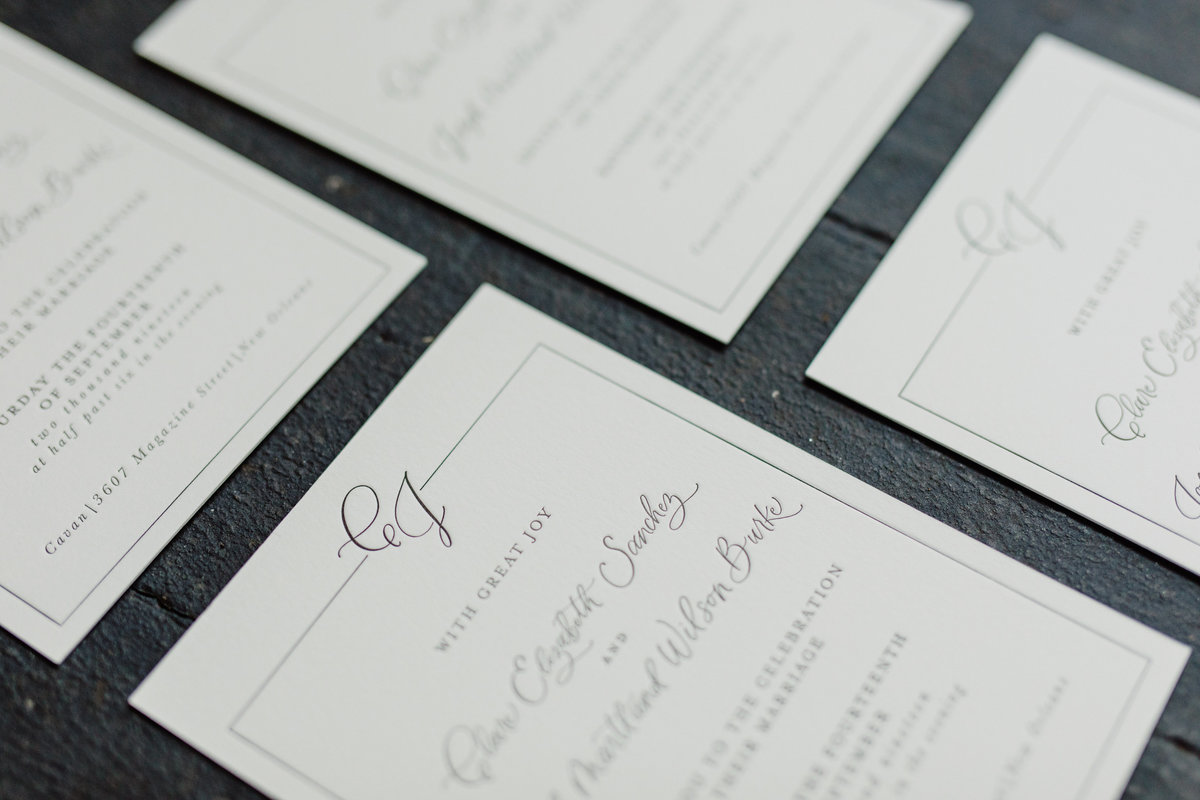 classic wedding invitation with monogram new orleans louisiana