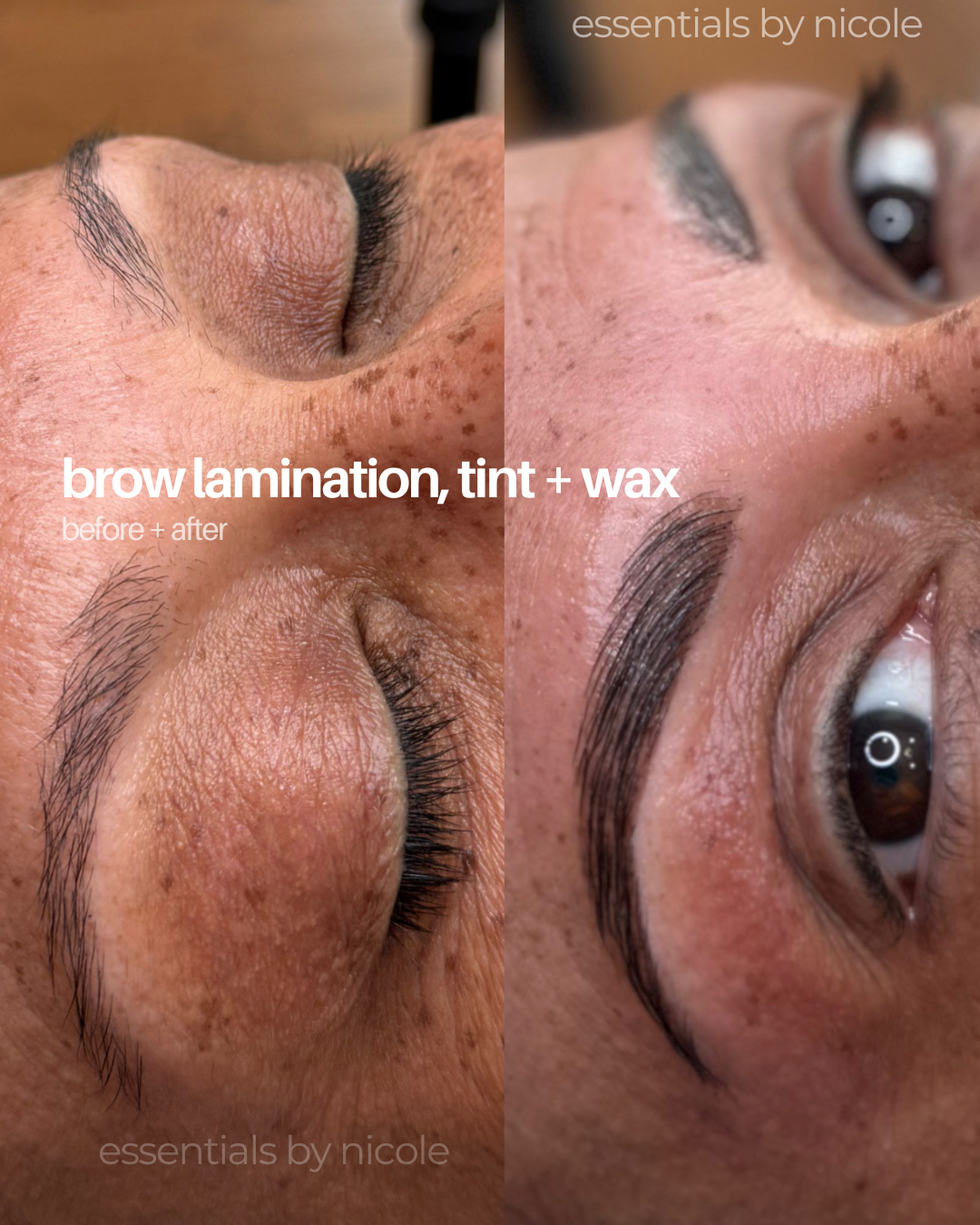 brow lamination and brows tinting before and after in west springfield ma