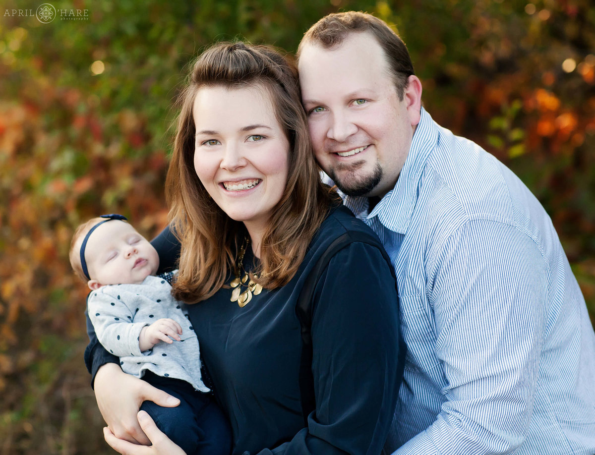 Fall Color Family Photography with new baby in Boulder Colorado