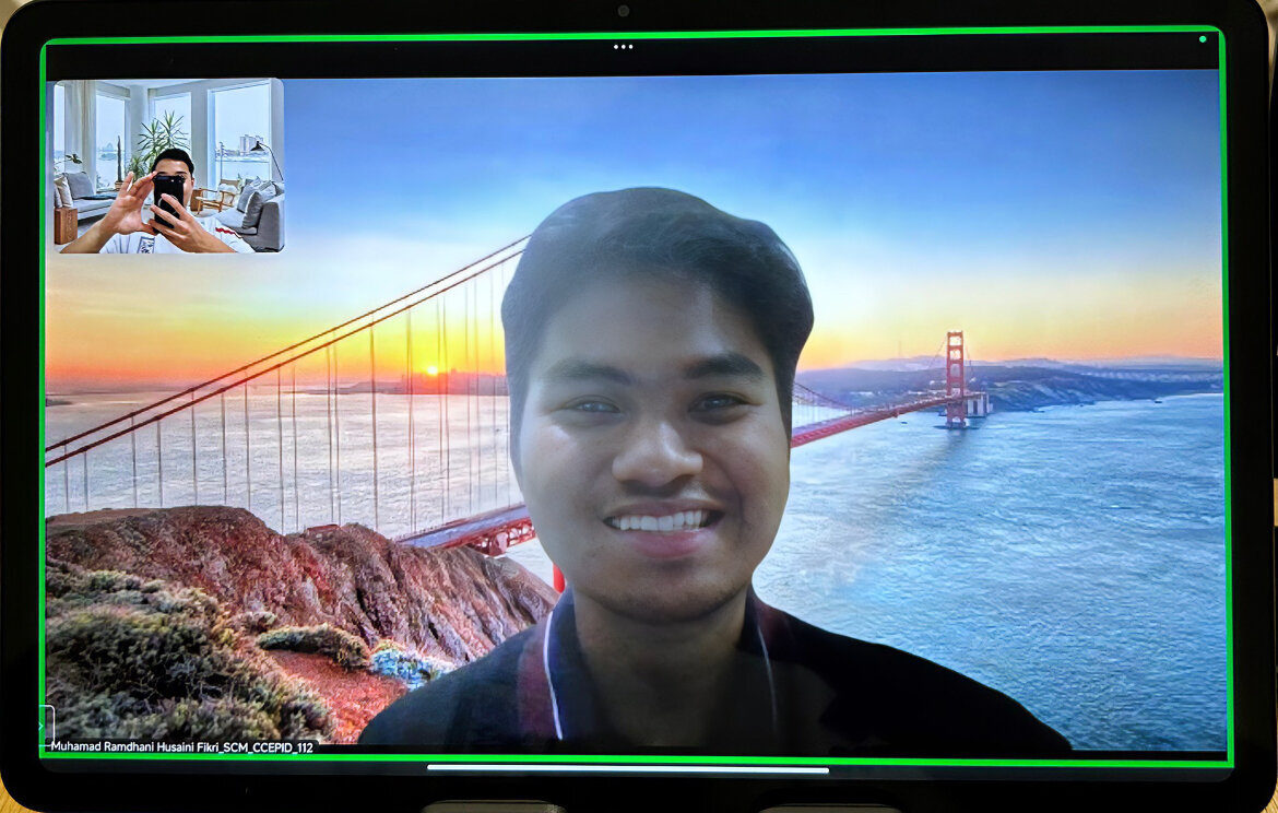 Photos of Japan Blend student and Yasushi during their Zoom learning sessions

