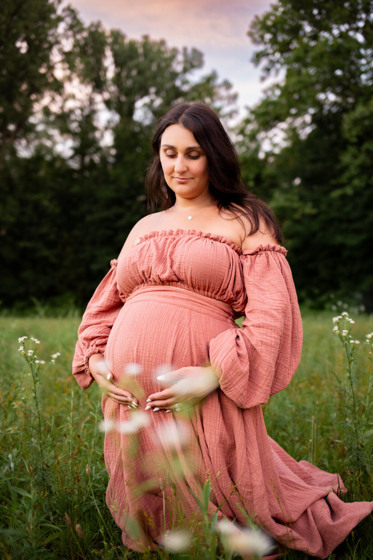 wildflower-field-maternity-blue-hour-port-washington