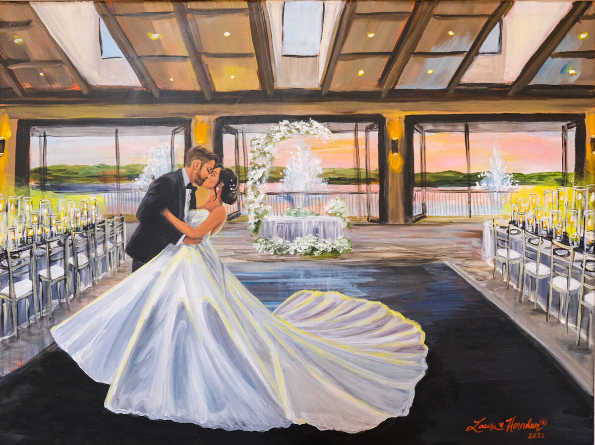 red berry estates live wedding painting by Laura Herndon