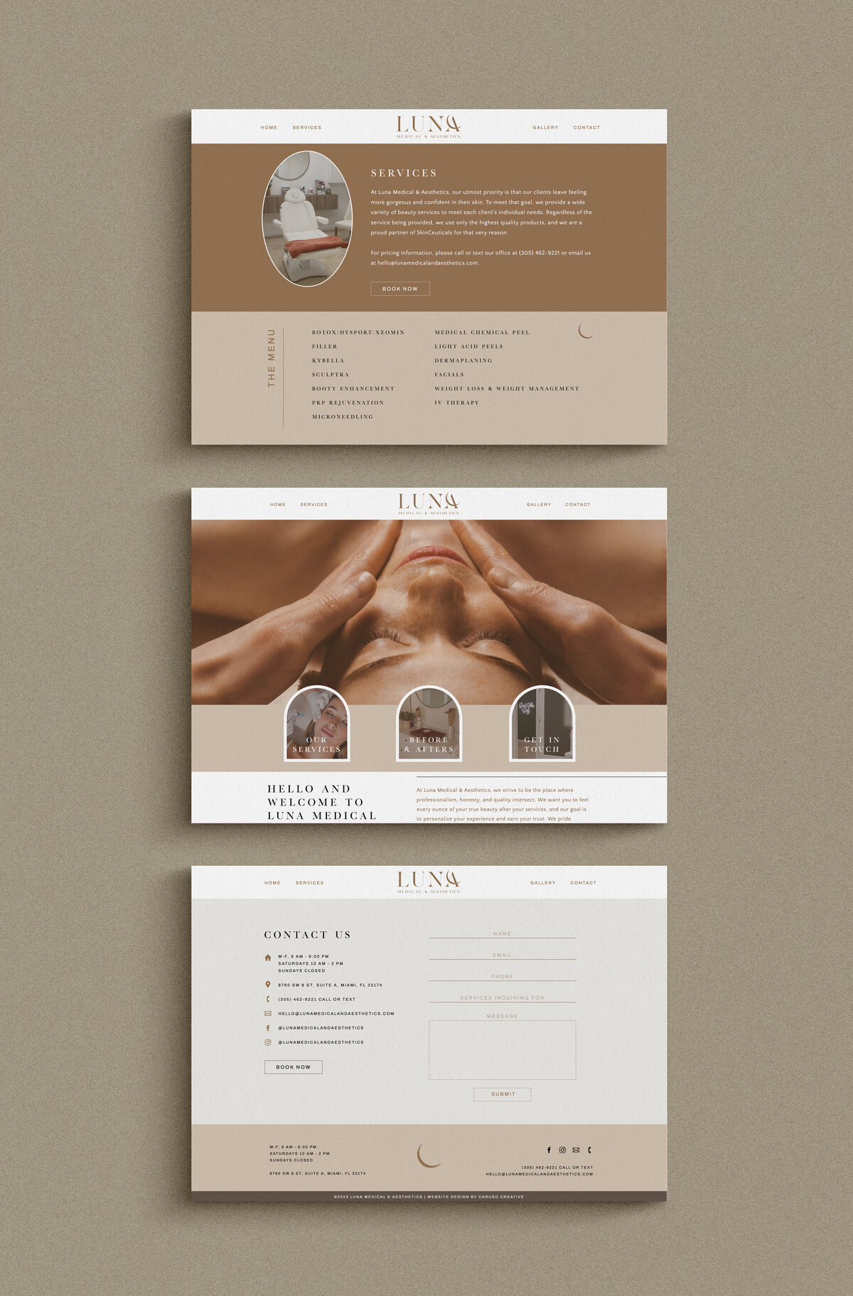 Luna Medical custom Showit website design
