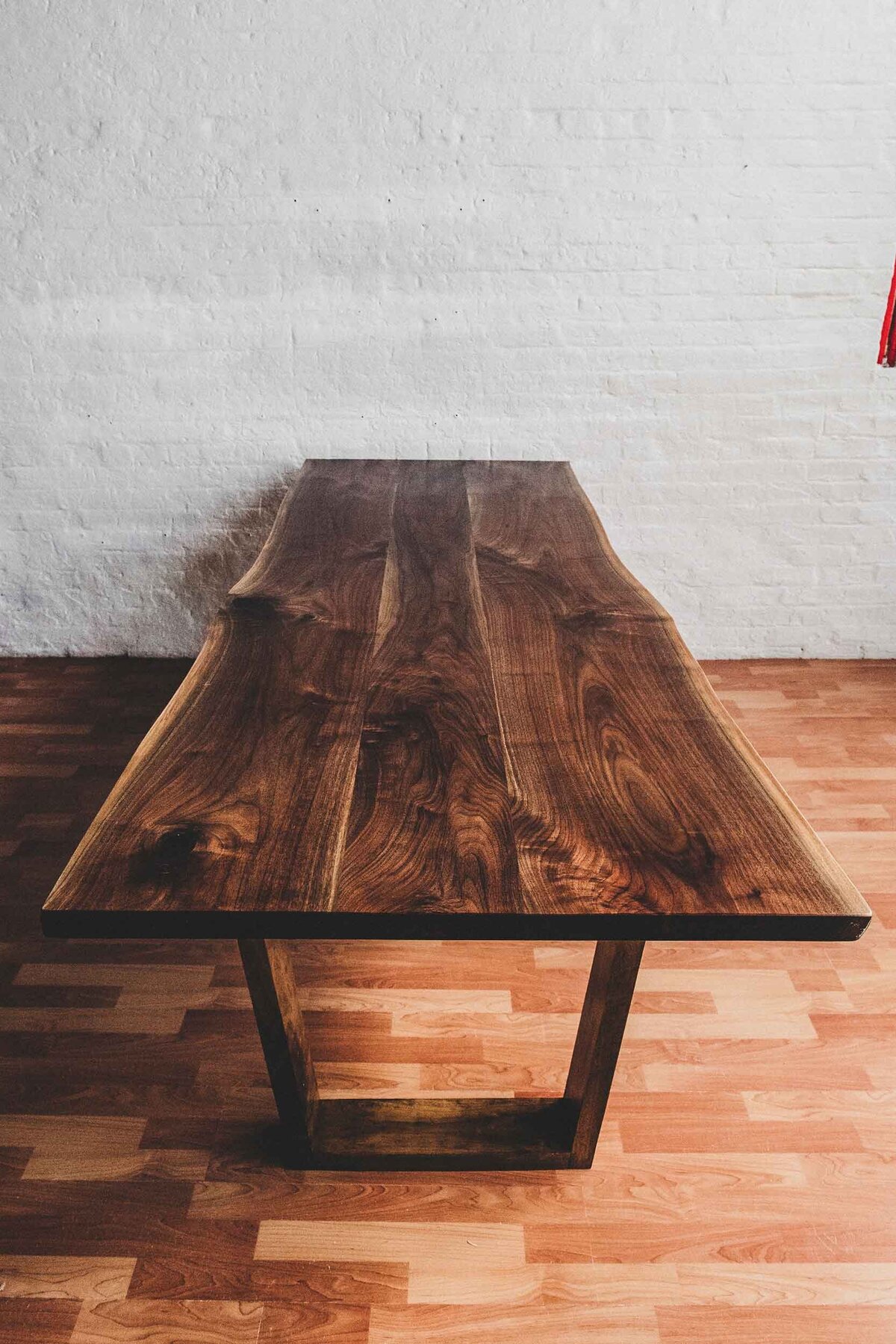 Overhead of Live Edge Walnut Dining Table