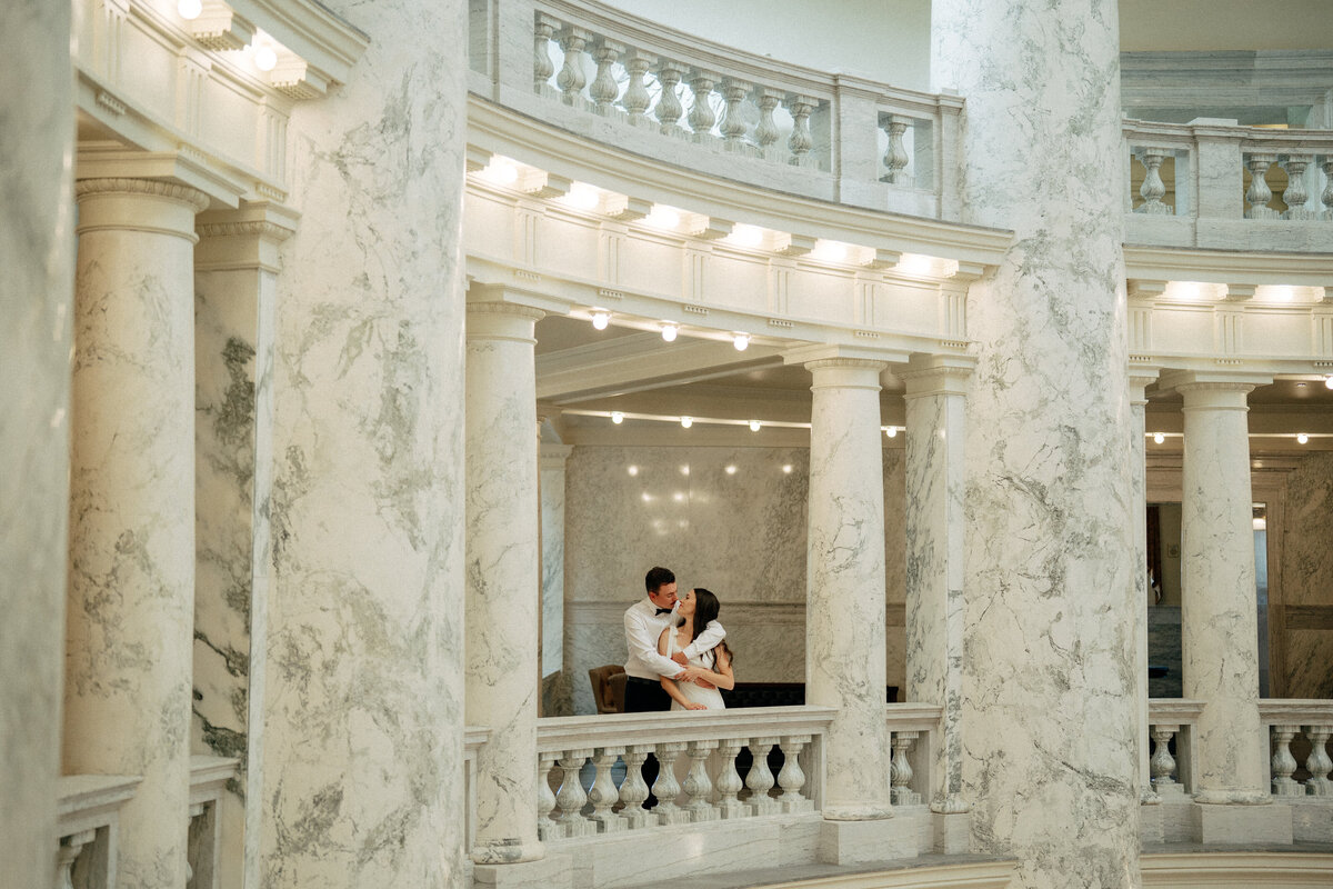 Couple during golden hour engagement shoot in Boise, Idaho wedding/elopement - photographed by The Storytellers