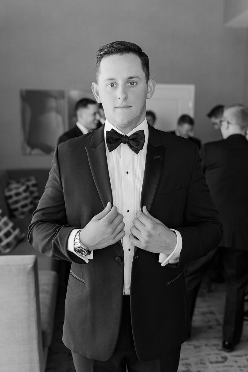 Groom and Groomsmen Getting Ready at DoubleTree, Evansville.040