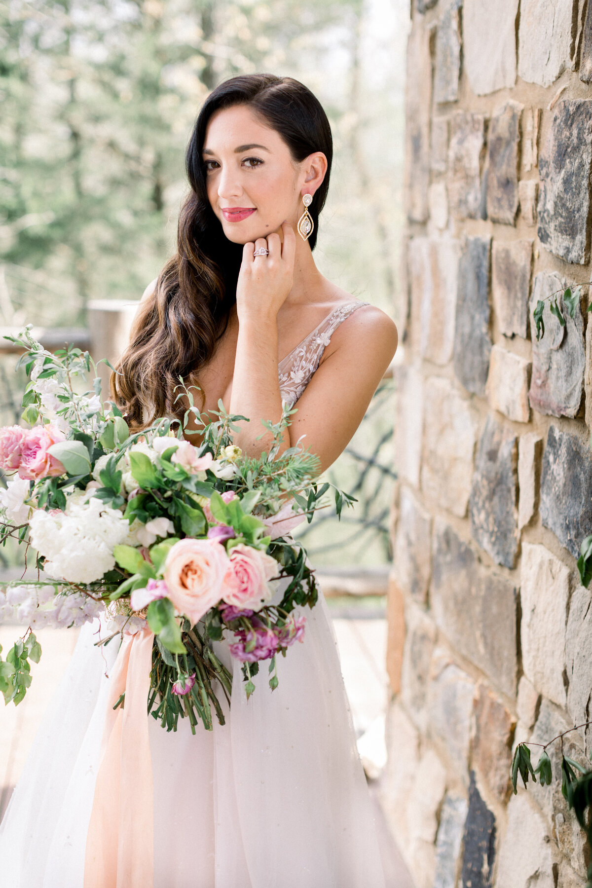 bride and flowers