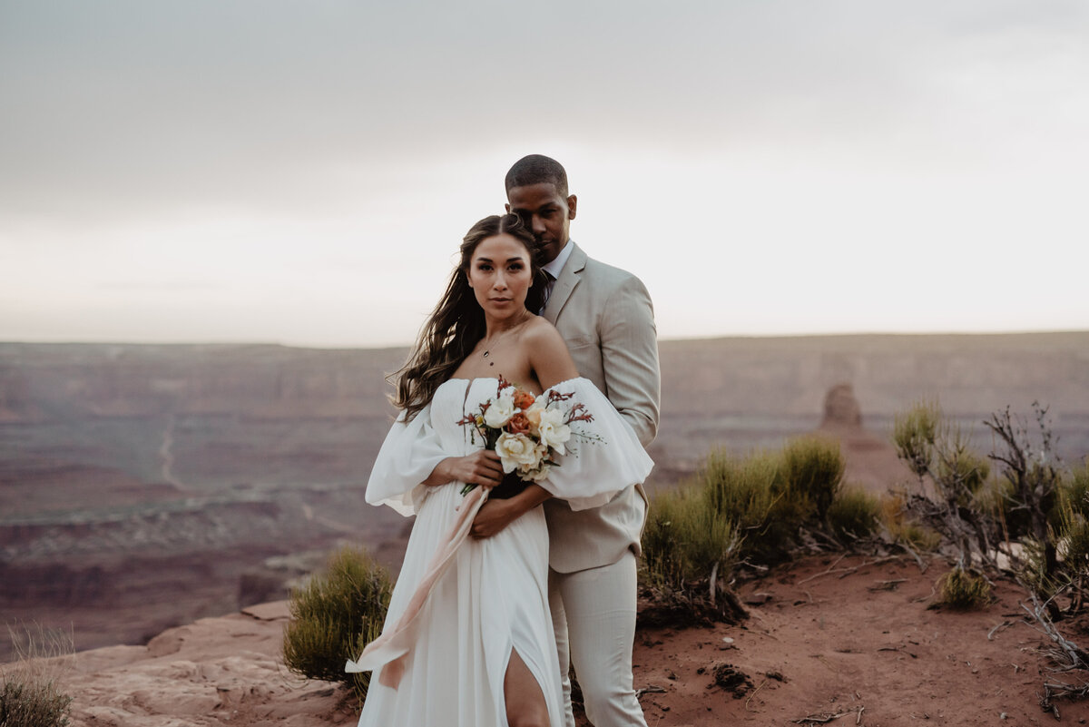 Utah Elopement Photographer captures bride and groom during outdoor portraits
