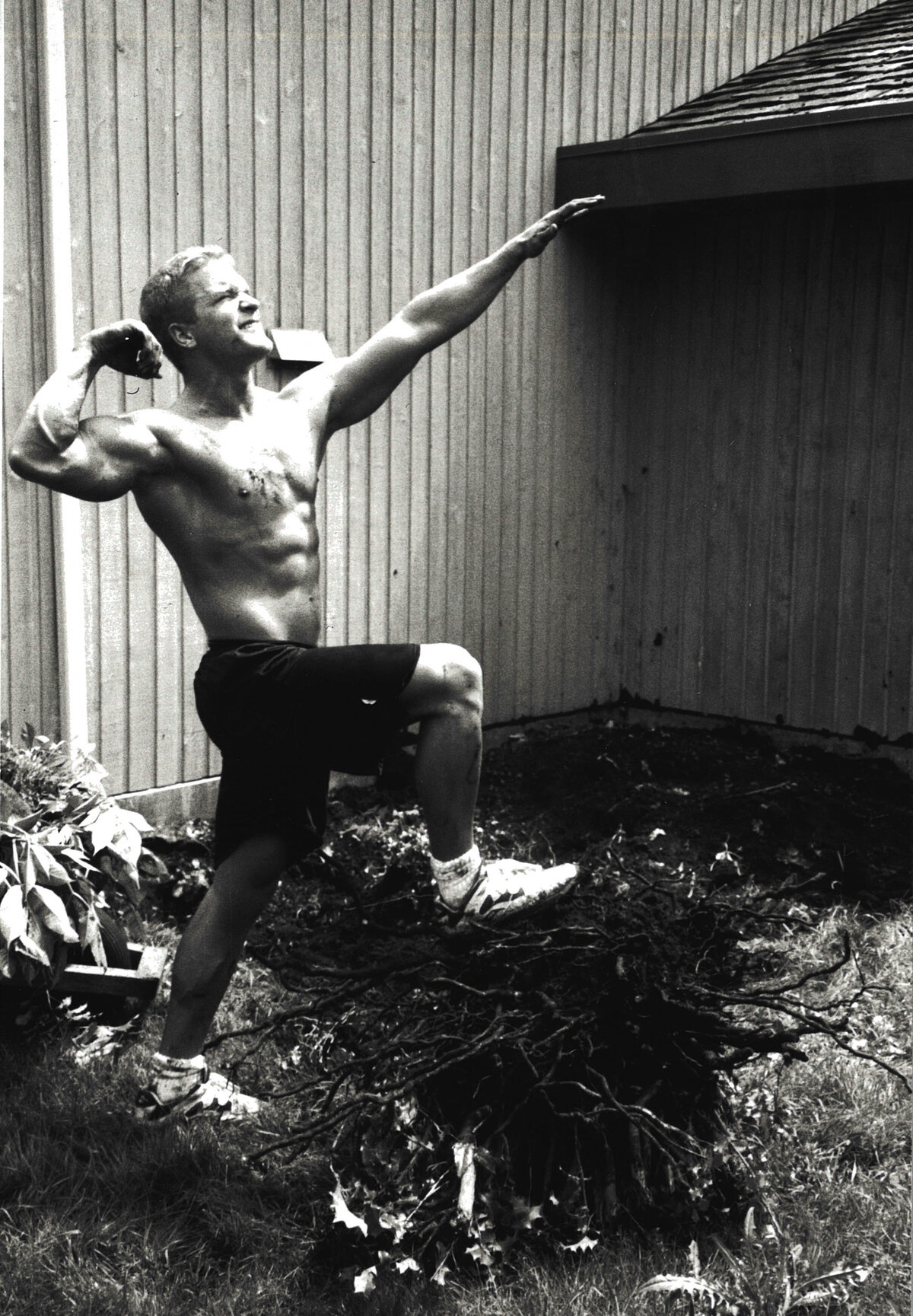 Brent Ray Fraser  Poses in Home Bakcyard 2000