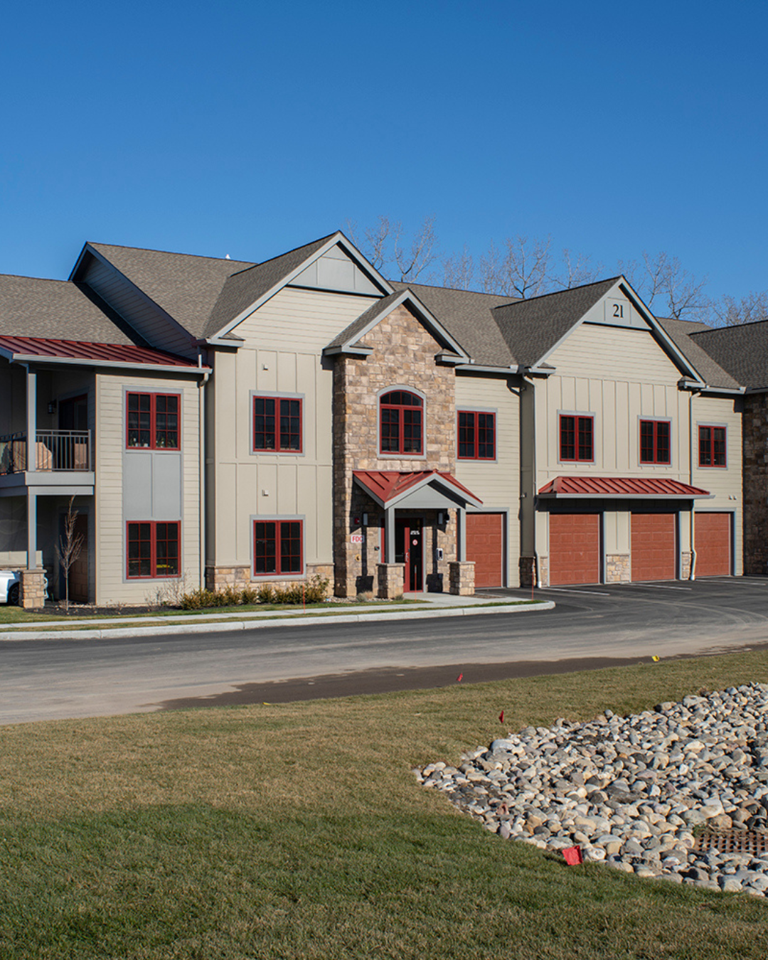 New build apartment with a roof done by KC Entities Roofing and Siding