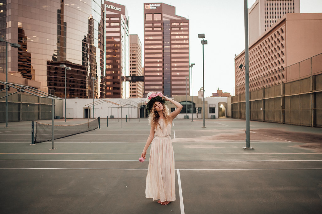 Portrait of a Free People bride in Downtown Phoenix Arizona