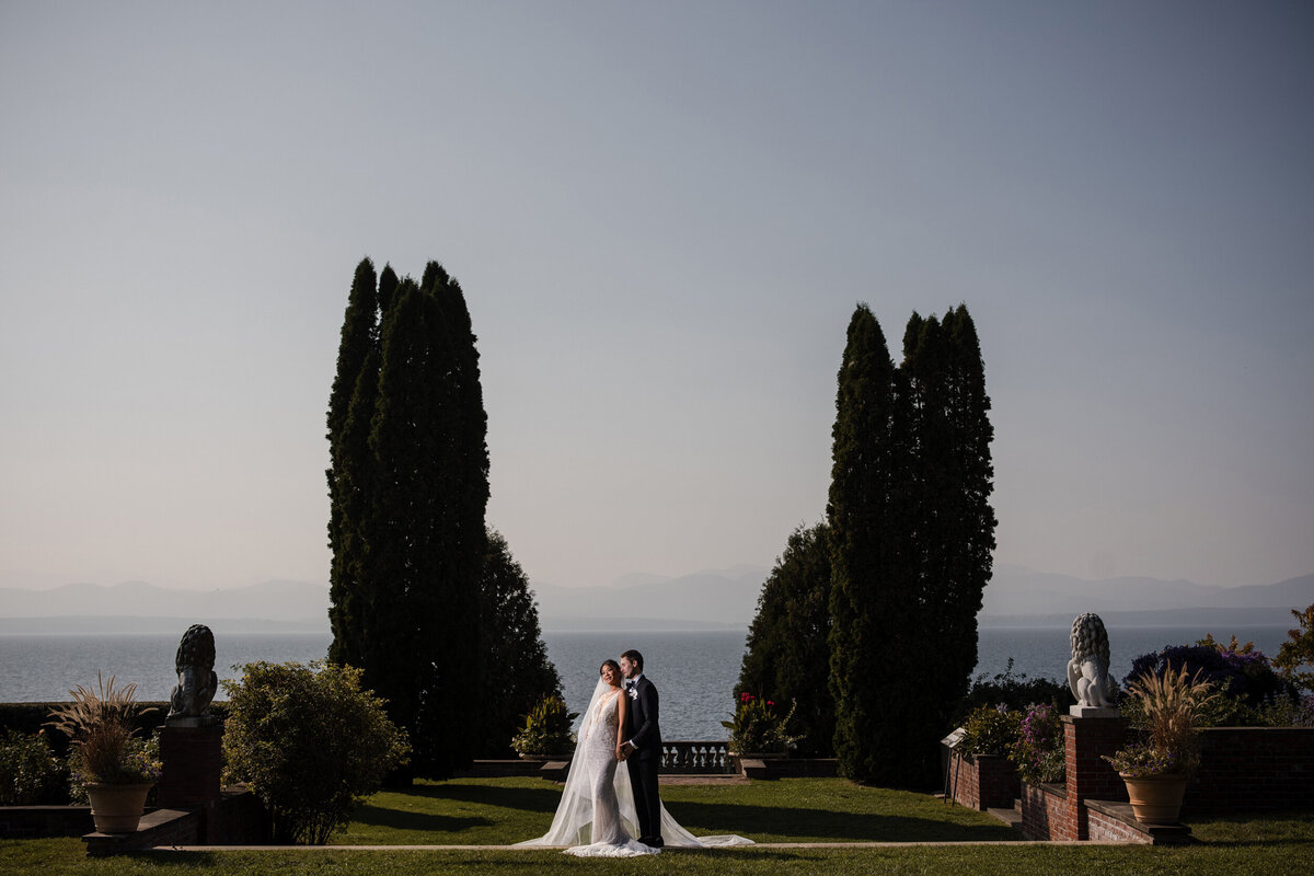 Wedding photos at Lake Champlain at a destination wedding in Vermont