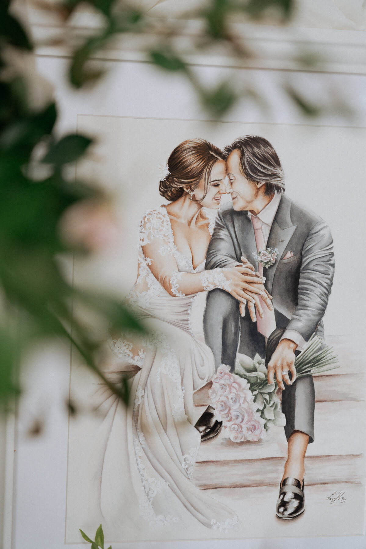 luxury-wedding-illustration-couple-sitting-bouquet