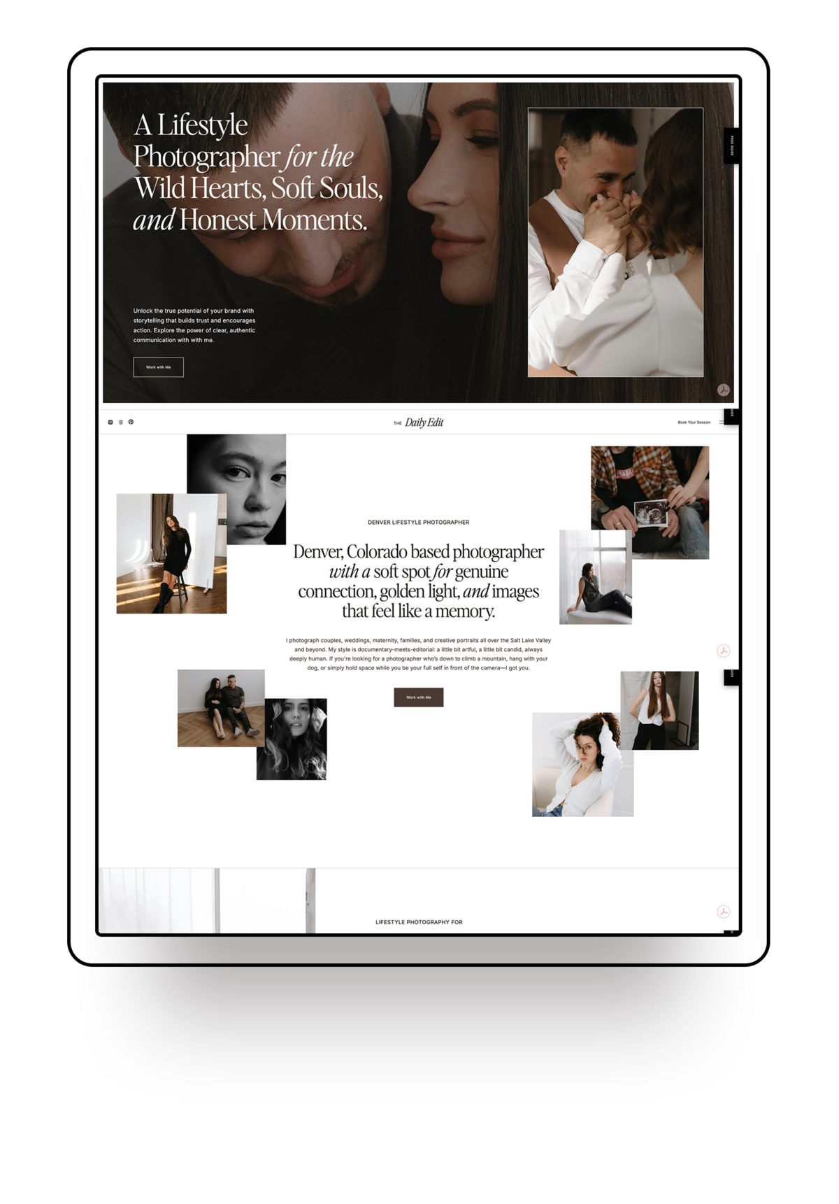 Showit Website template offered for template customisation services 