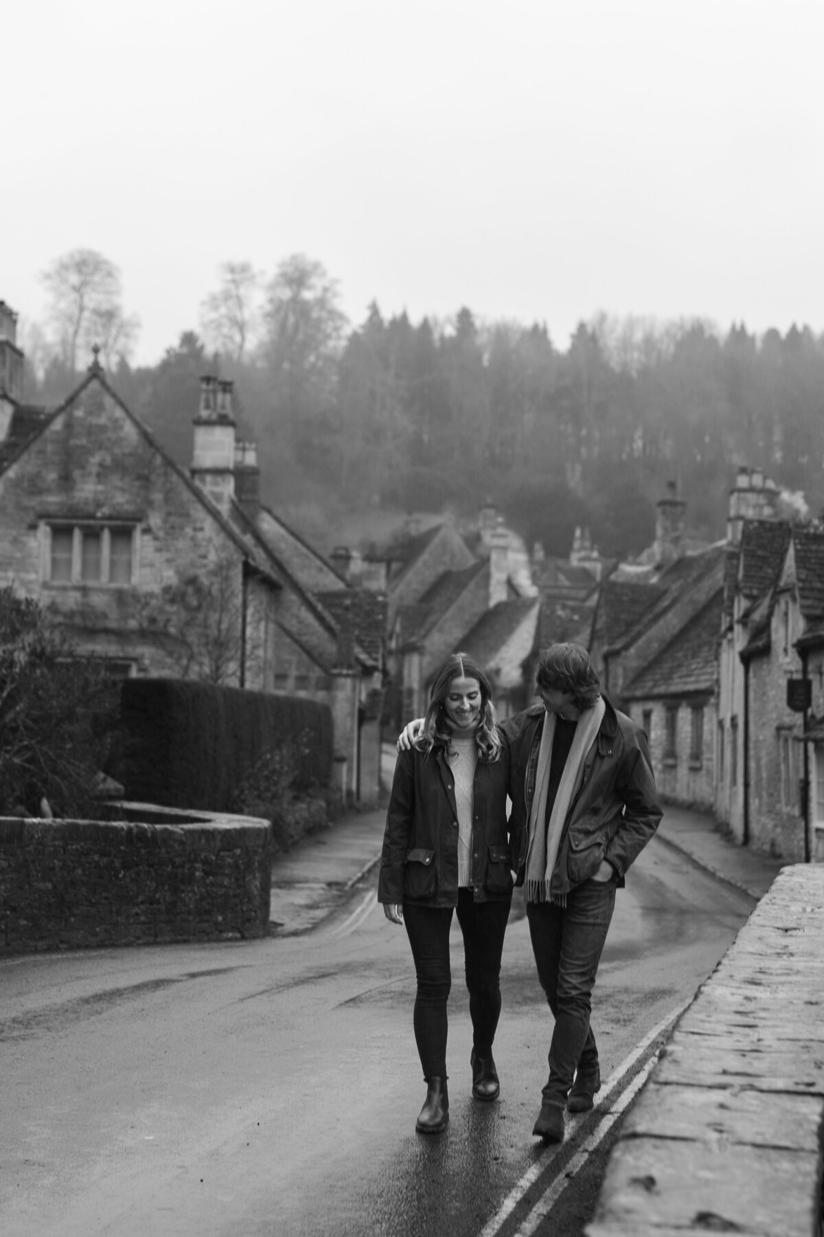 Engagement portraits in Castle Combe, Cotswolds