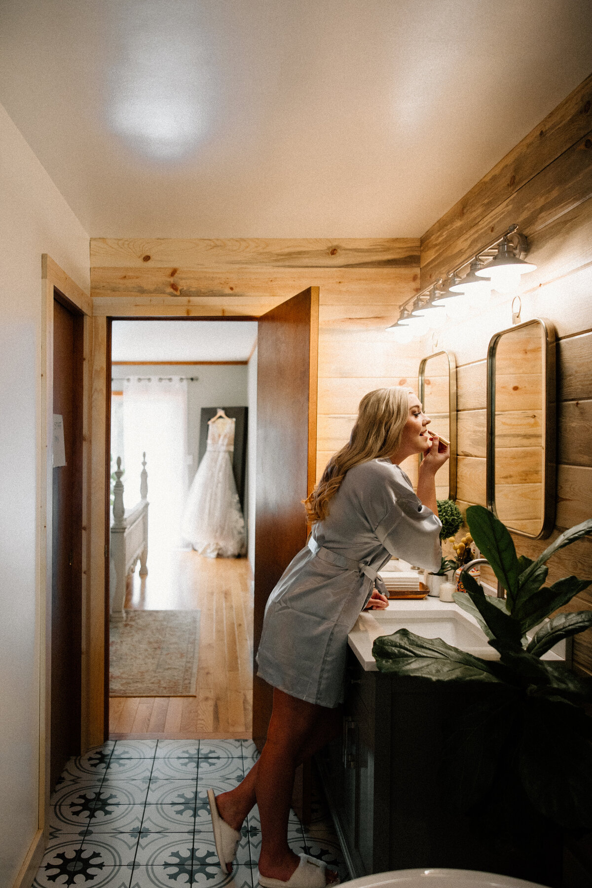 bride getting ready on wedding day