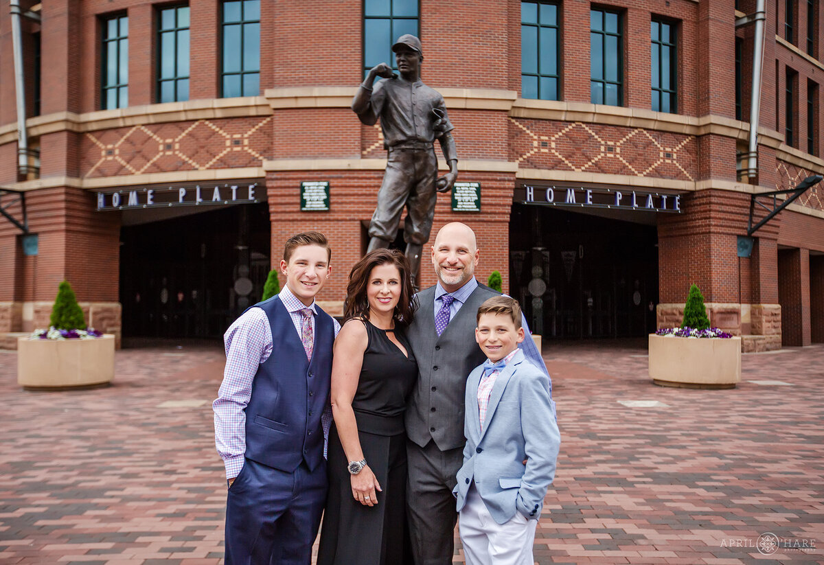 Fun Family Photo at Coors Field Bar Mitzvah in Denver CO