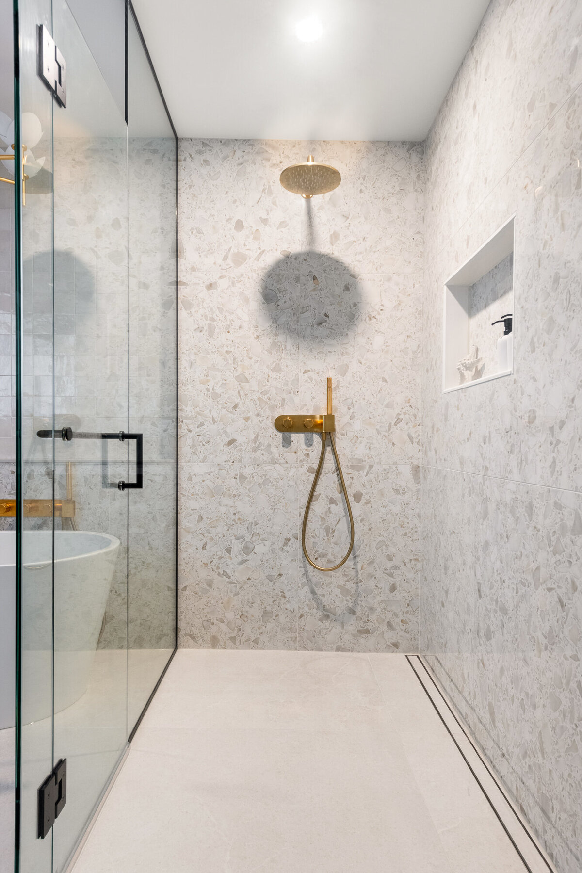 final image of our botanical luxe ensuite bathroom design project